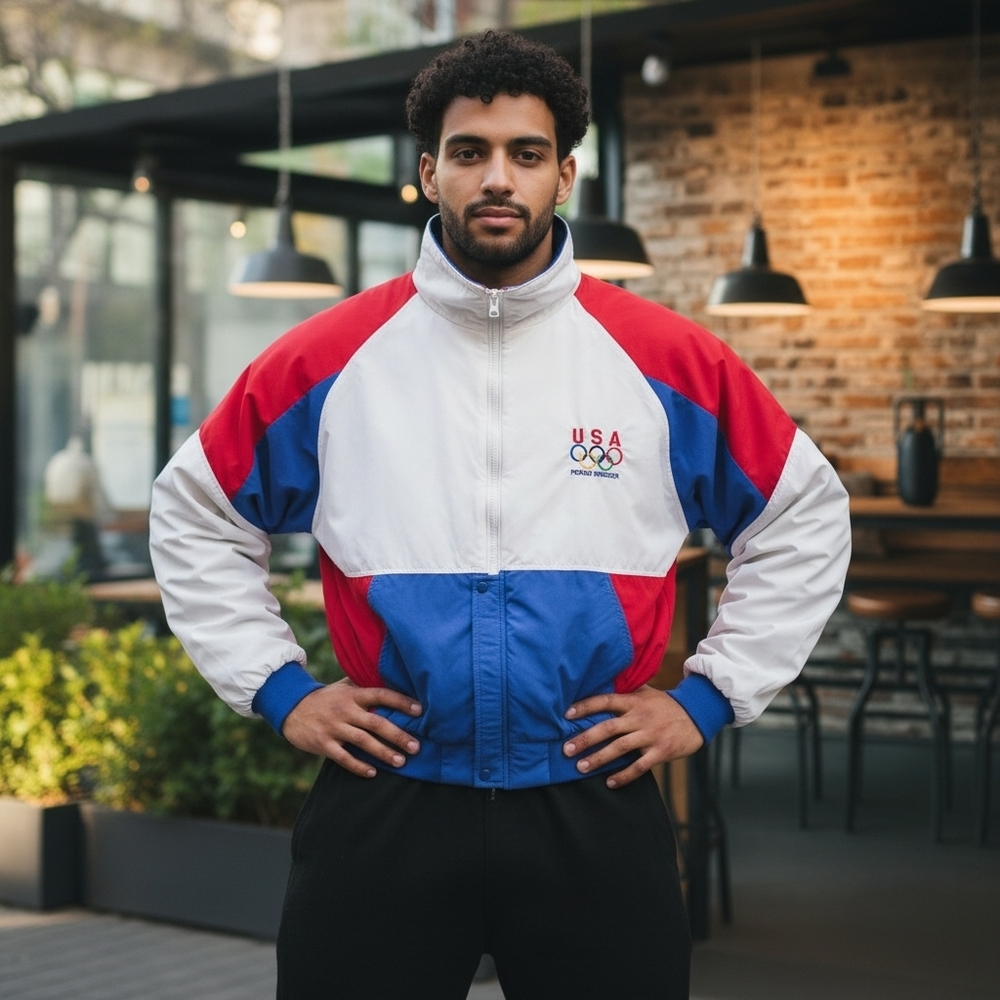 1992 USA Olympic Men's Red, White, and Blue Jacket XXL